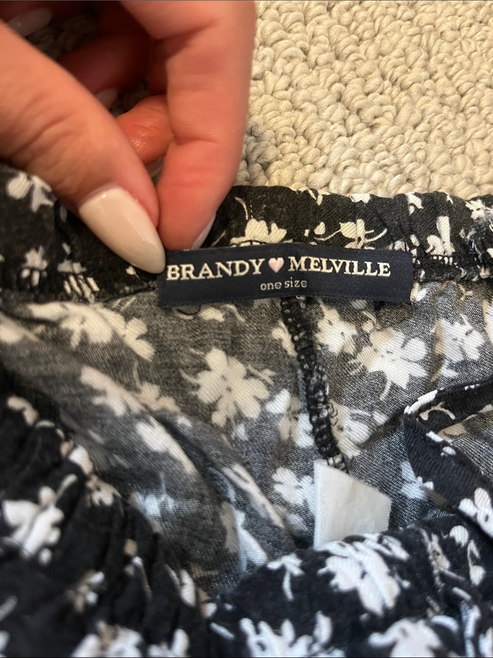 Brandy Melville Black and White Floral Shorts